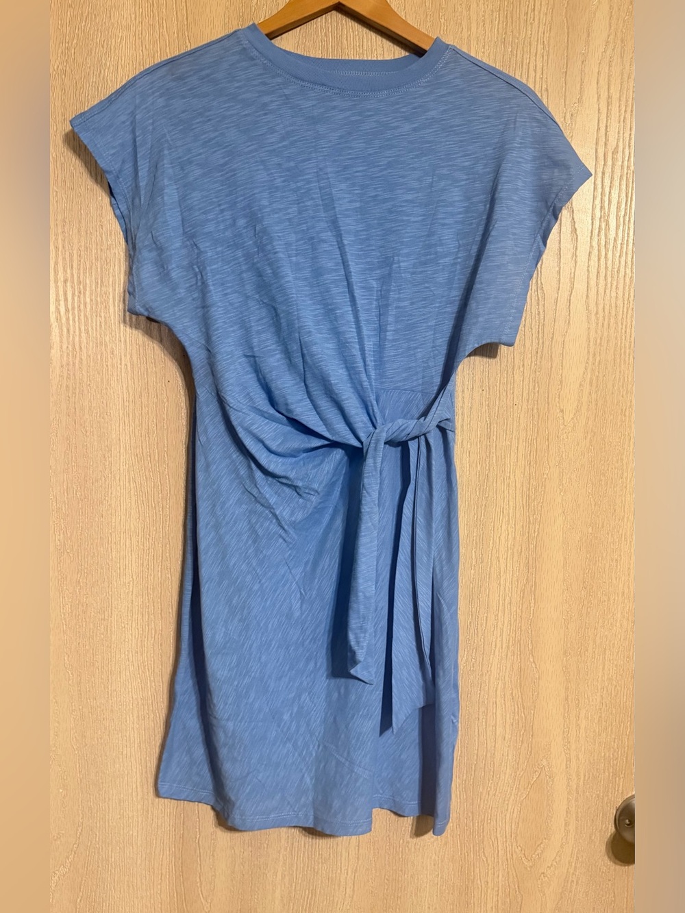 Elan 100% Cotton Soft Blue Side-Tie Tunic Dress